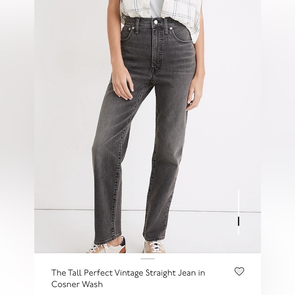 Madewell Gray Straight Leg Jeans with Frayed Hem